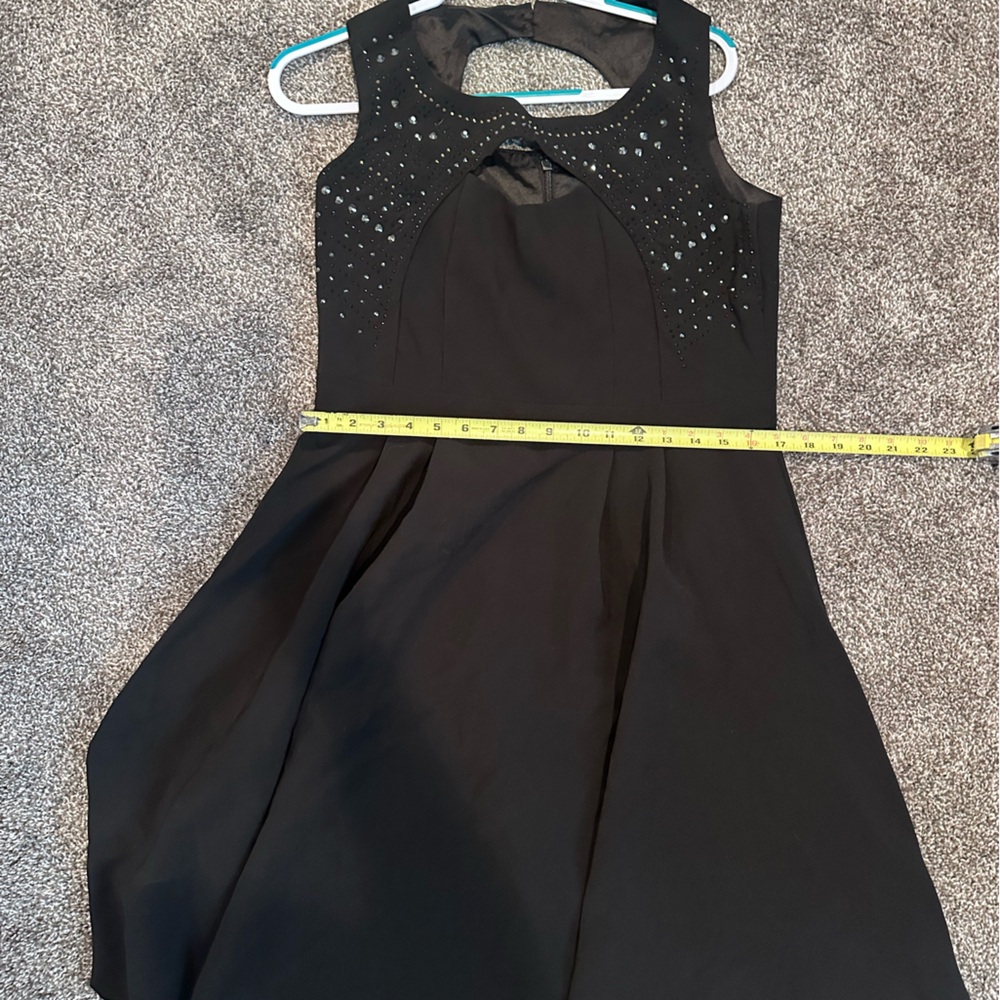 Rhinestone and Cutout Black Sleeveless Dress